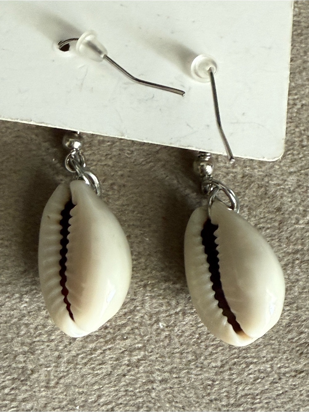Handmade Cream and Orange Shell Drop Earrings - Picture 2 of 2